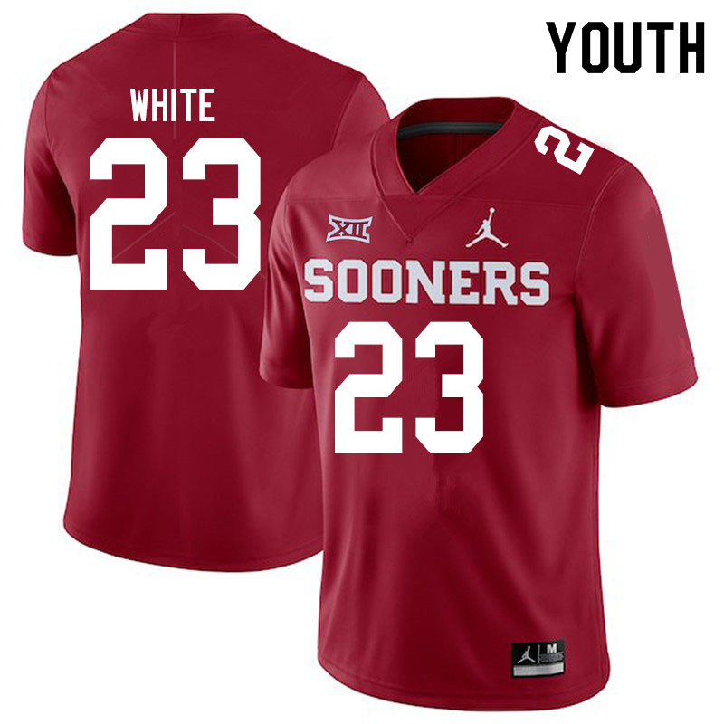 Youth #23 DaShaun White Oklahoma Sooners Jordan Brand College Football Jerseys Sale-Crimson
